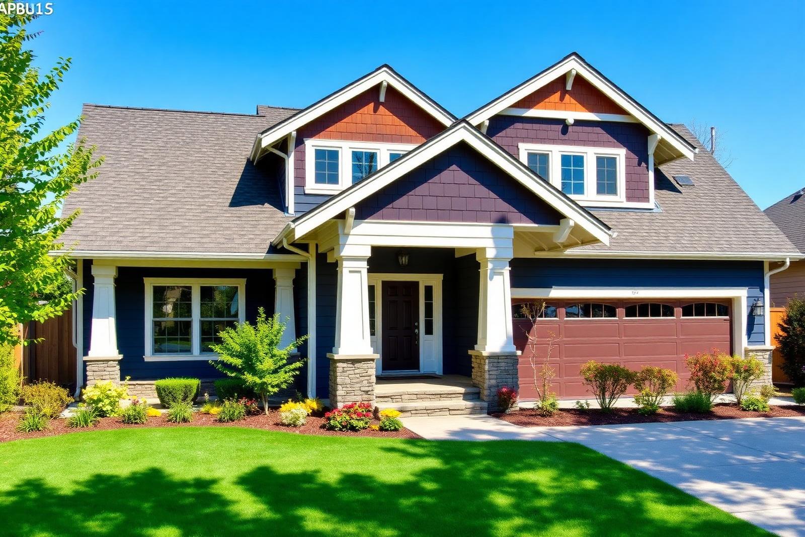 Freshly painted craftsman home exterior